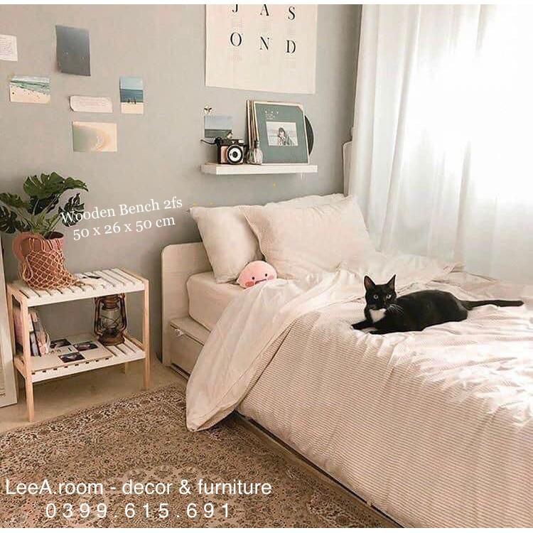 Kệ Gỗ Trang Trí / Kệ Giày Dép Mini 2 Tầng Size S - Màu Trắng Phối Gỗ