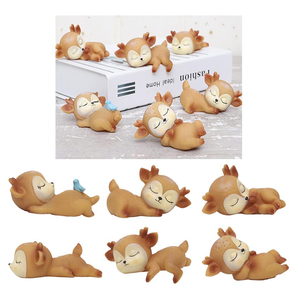 Deer Figurines Toys Home Decor Resin Ornament Cake Topper Party Desktop Decoration for Birthday Gifts