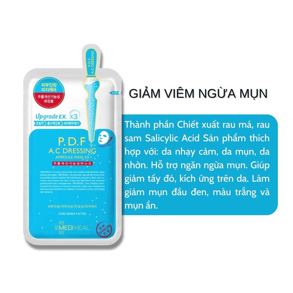 Combo 5 Mặt Nạ Mediheal P.D.F  AC Dressing Ampoule Mask Giảm Mụn Làm Dịu Da 25ml/Miếng