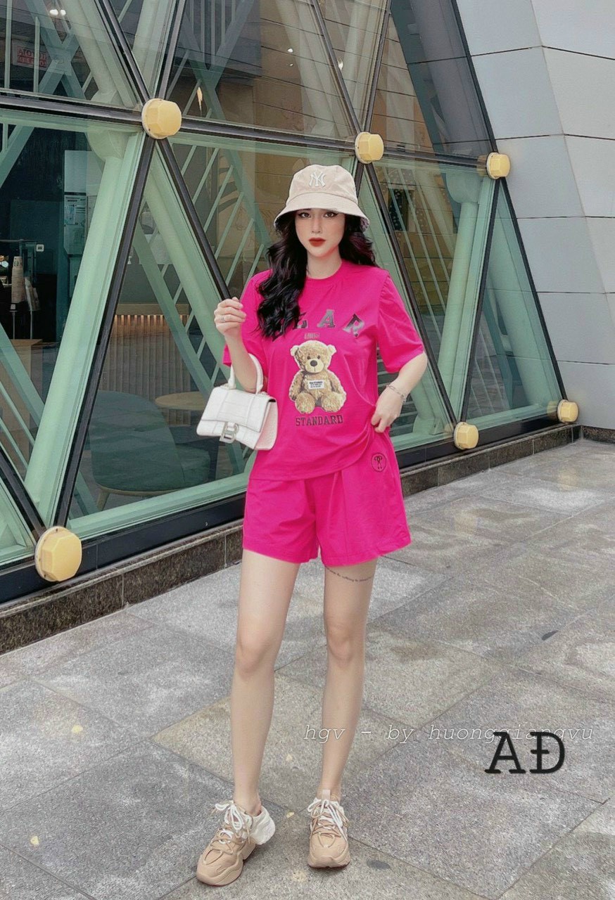 Đồ bộ nữ KN Bear gấu mặc nhà,  Đồ Bộ Nữ Set Bộ Lửng Thun giá tốt, Bộ mặc nhà nữ mùa hè, Bộ đùi nữ hình gấu 4 màu, Đồ Bộ Nữ mặc nhà Cotton form rộng thời trang cho mùa hè Phong cách Hàn siêu đẹp