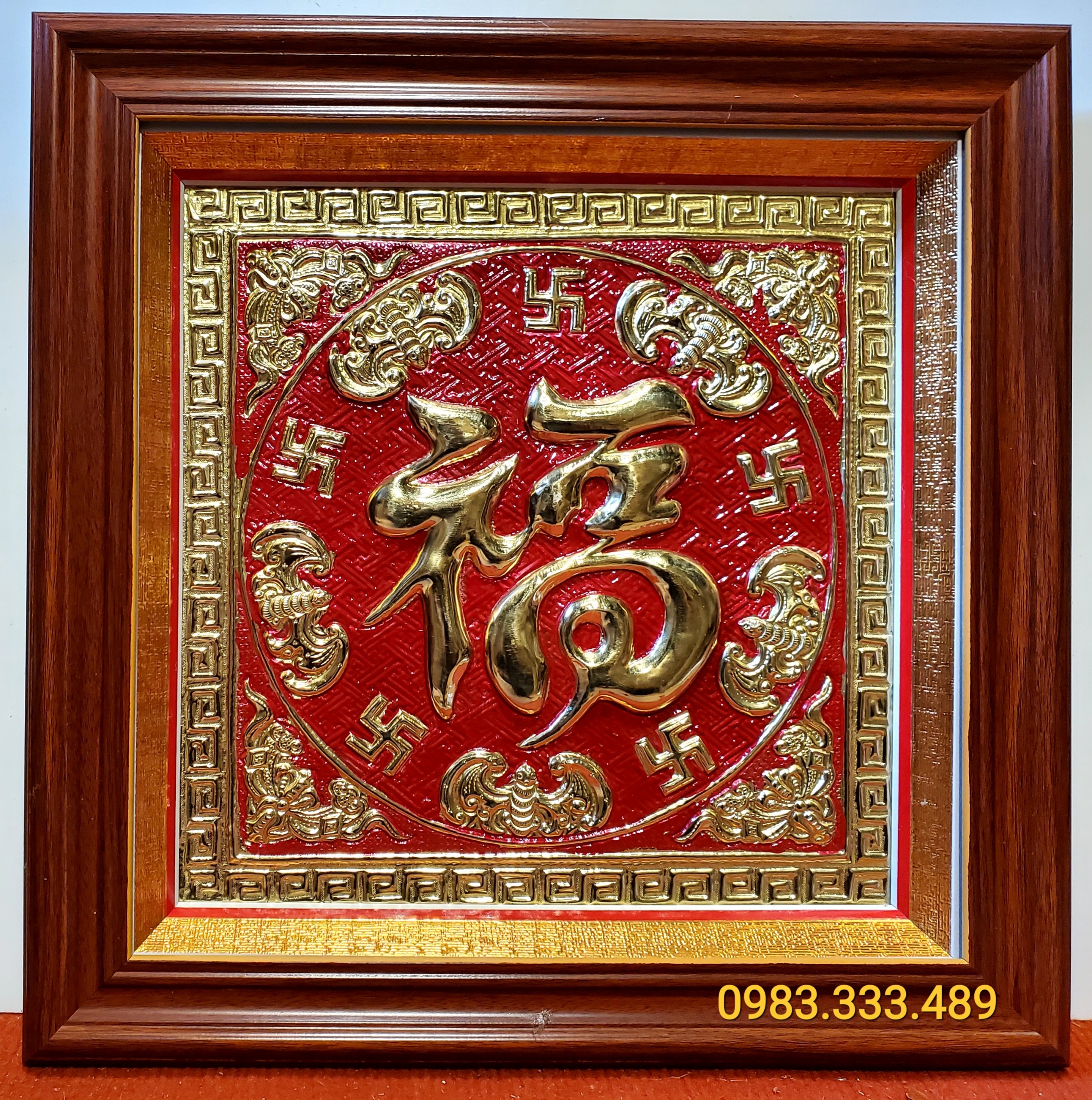 CHỮ NGŨ PHÚC LÂM MÔN - PHÚC DƠI - TREO PHONG THỦY (KT 41*41cm)