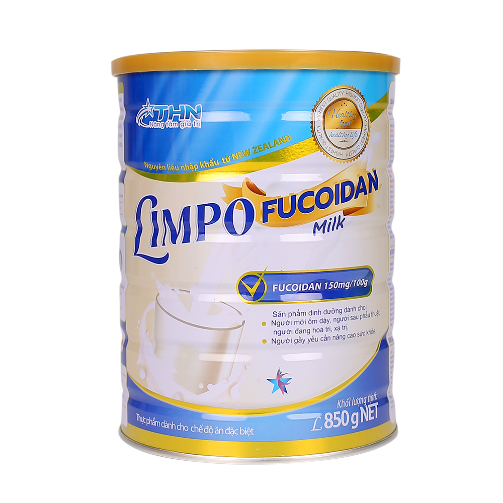 LIMPO MILK FUCOIDAN 850G - Sữa bột dinh dưỡng dành cho người hoá trị, xạ trị, người mới ốm dậy, người sau phẫu thuật