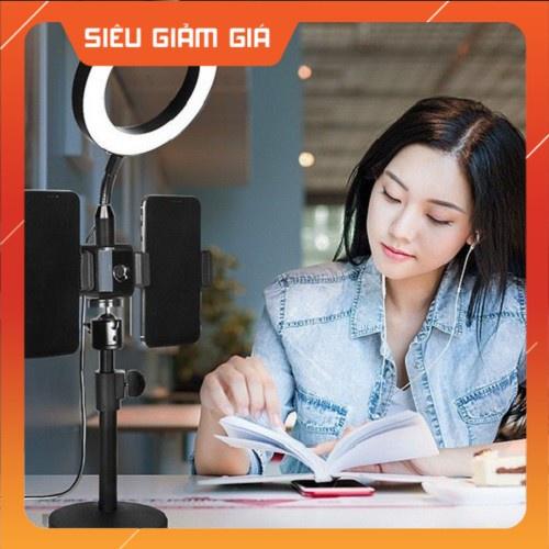 Giá Đỡ Kẹp 2 Điện Thoại Có Đèn Livestream Phone Live Fill Light - Giá đỡ 2 Điện Thoại Có Đèn Led Chụp Ảnh 3in1_B53