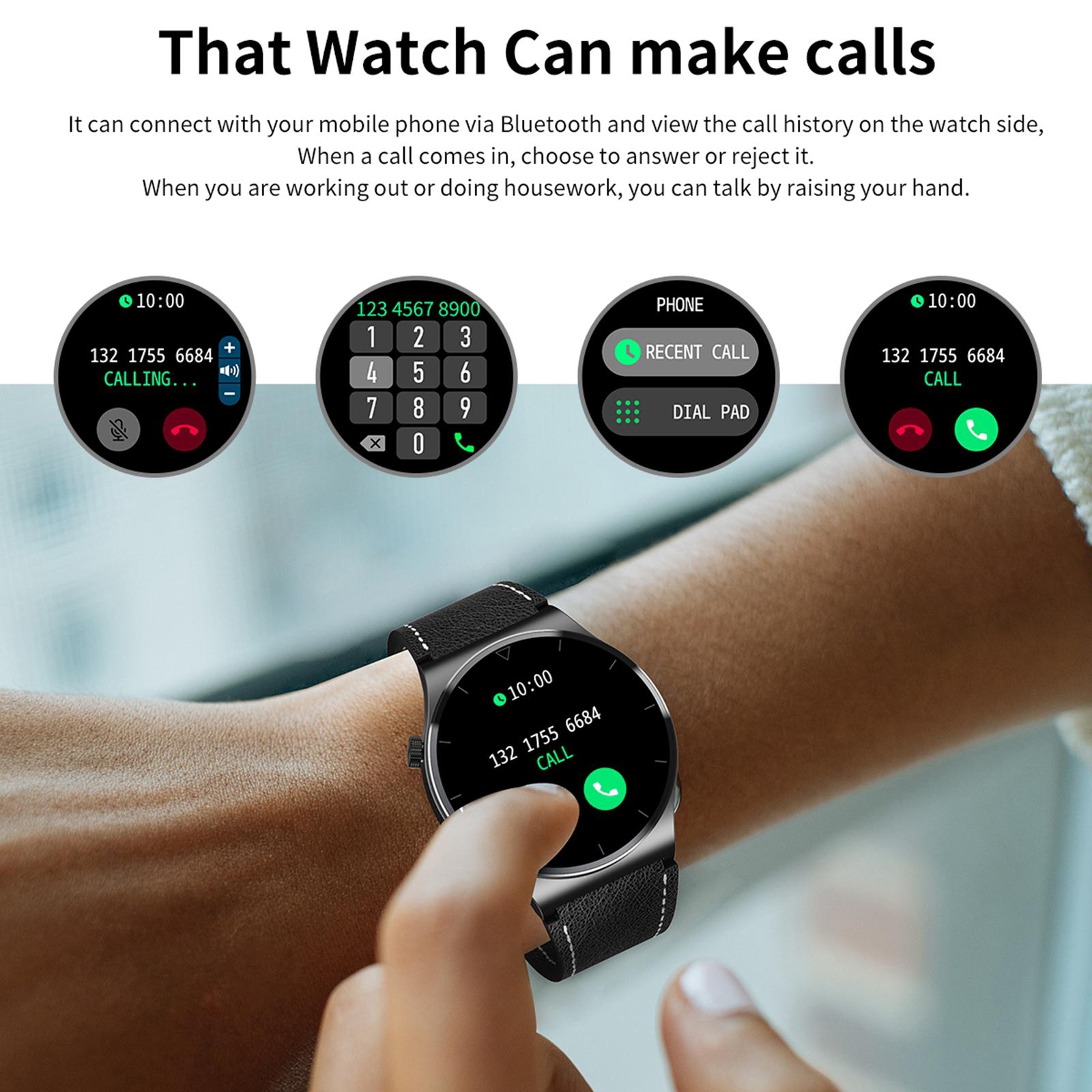Fashion Business Music Sports Men Smartwatch Waterproof Bluetooth Call Fitness Tracker,Long Battery