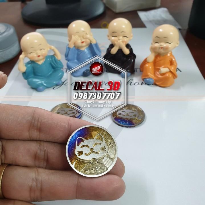 Tem titan mini mèo may mắn trang trí xe máy