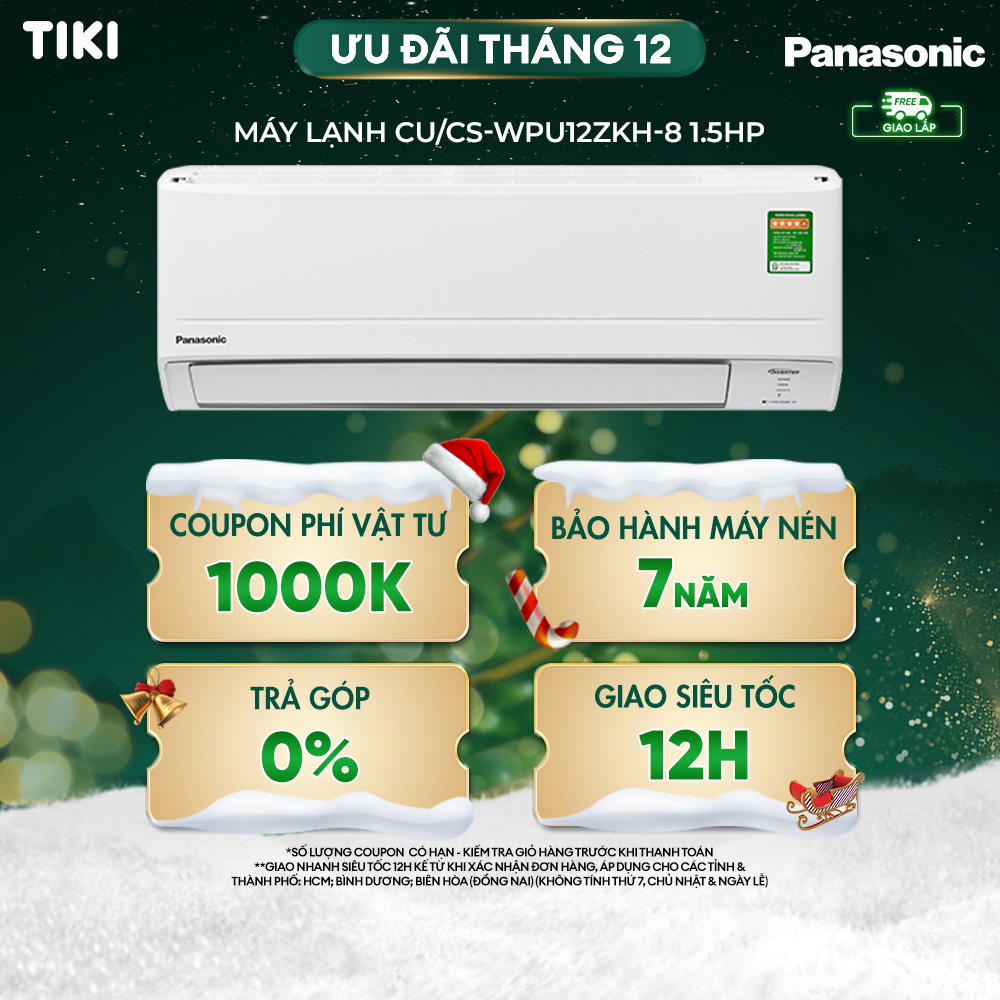 Máy lạnh/ Điều hòa Panasonic CU/CS-WPU12ZKH-8 - 1.5HP - Một chiều - Lọc sạch bụi mịn tới 99% - Inverter kết nối wifi - Hàng chính hãng