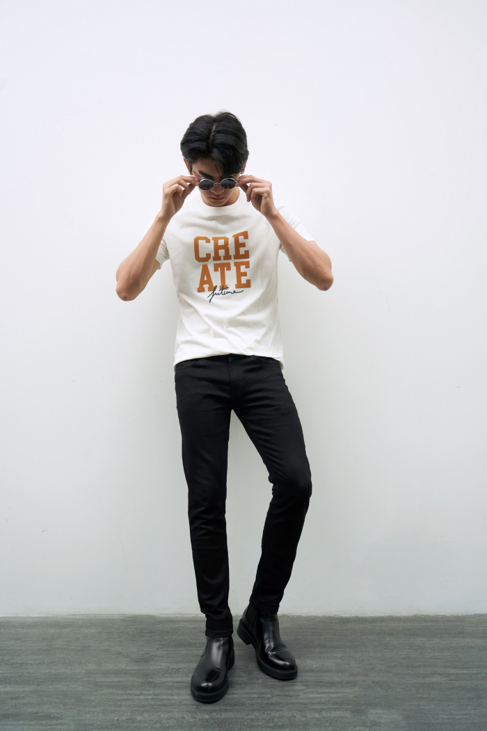 Quần Jean nam ROUTINE màu đen form skinny có độ co giãn 10F20DPA100CR1
