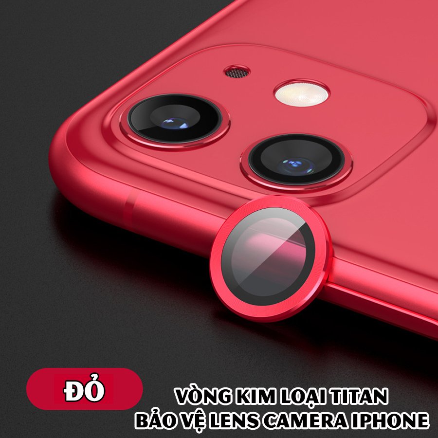 Tặng hộp đựng lens cao cấp - Vòng kim loại titan bảo vệ lens camera dành cho các dòng iphone 11 / iphone 12 - Đỏ