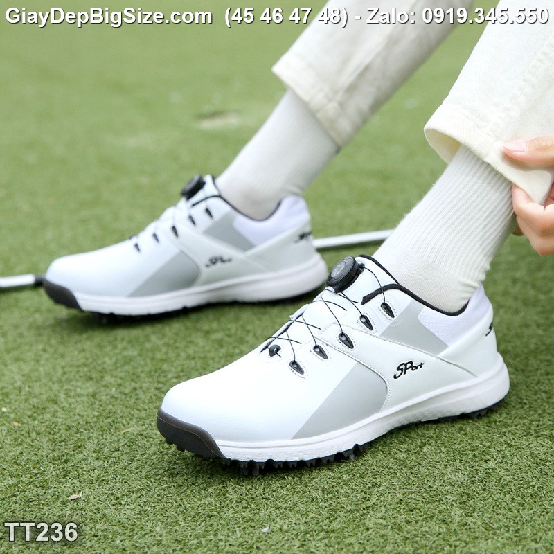 Giày chơi gôn, giầy tập Golf cỡ lớn 45 46 47 48 cho nam cao to chân ú bè. Big size golf shoes for wide feet