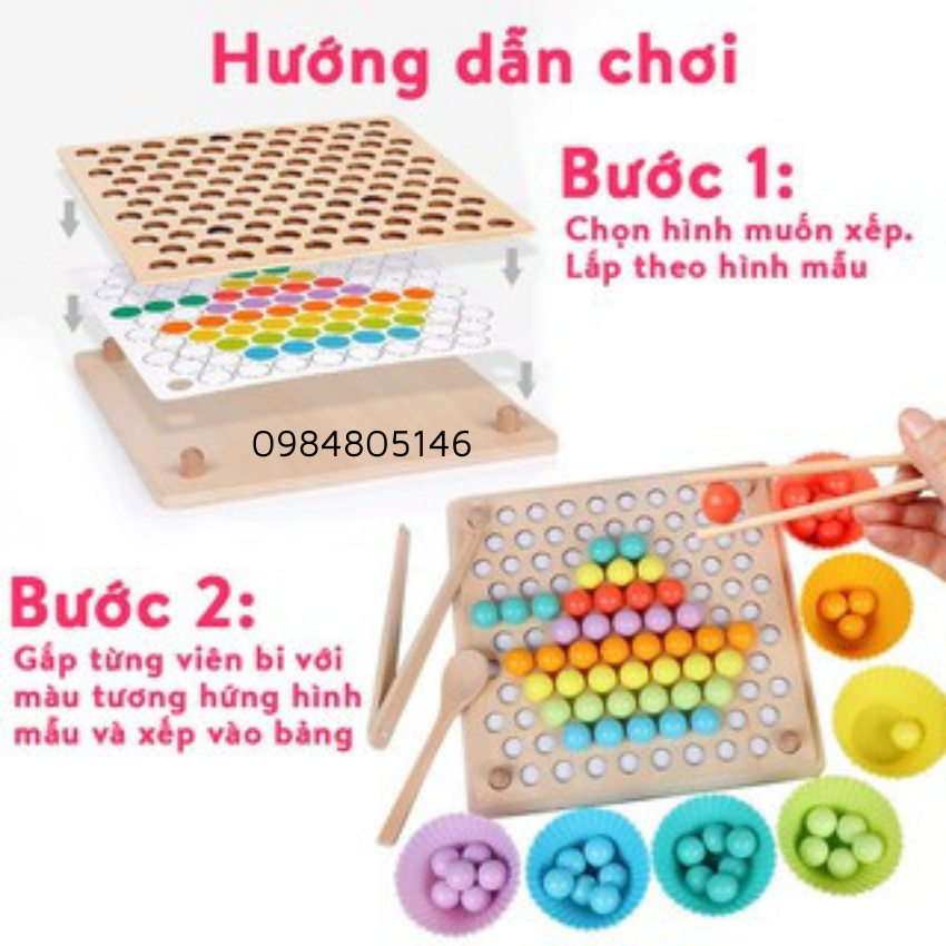 Đồ chơi gắp hạt kèm bát cho bé