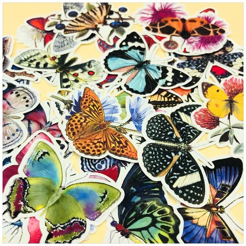 stickers bươm bướm nhiều cỡ trang trí vintage DIY