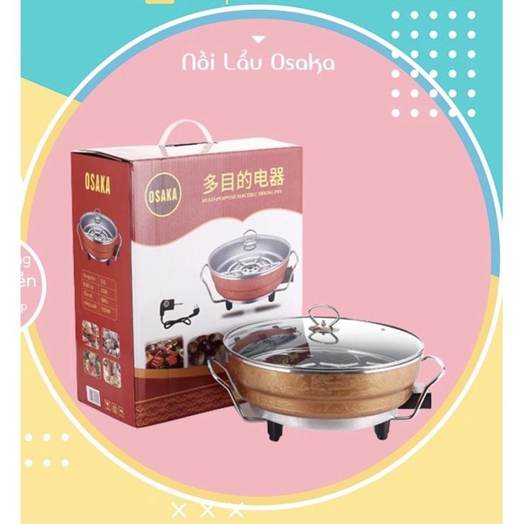 Nồi Lẩu Điện Đa Năng Chống Dính Nhật Bản Osaka, Chảo Điện Đa Năng An Toàn Cao Cấp Tặng Kèm Vỉ Hấp