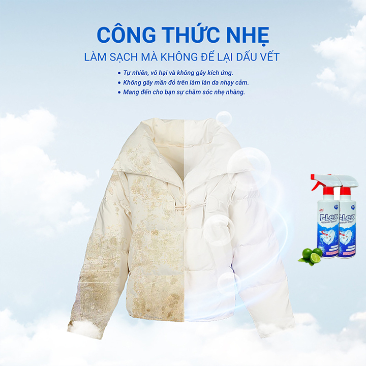 Chai Tẩy Trắng Quần Áo T-LEX 500ml, Tẩy Mốc, Ố Vàng, Không Phai Màu - Dùng Cả Vải Trắng, Màu [Tặng Viên Tẩy] 