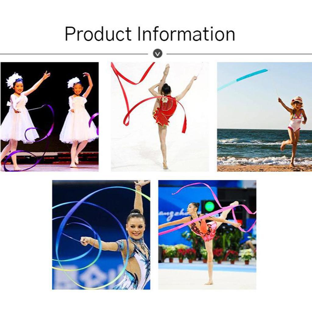 5X Dance Ribbon Gym Rhythmic Art Gymnastic Streamer Twirling Rod Colorful