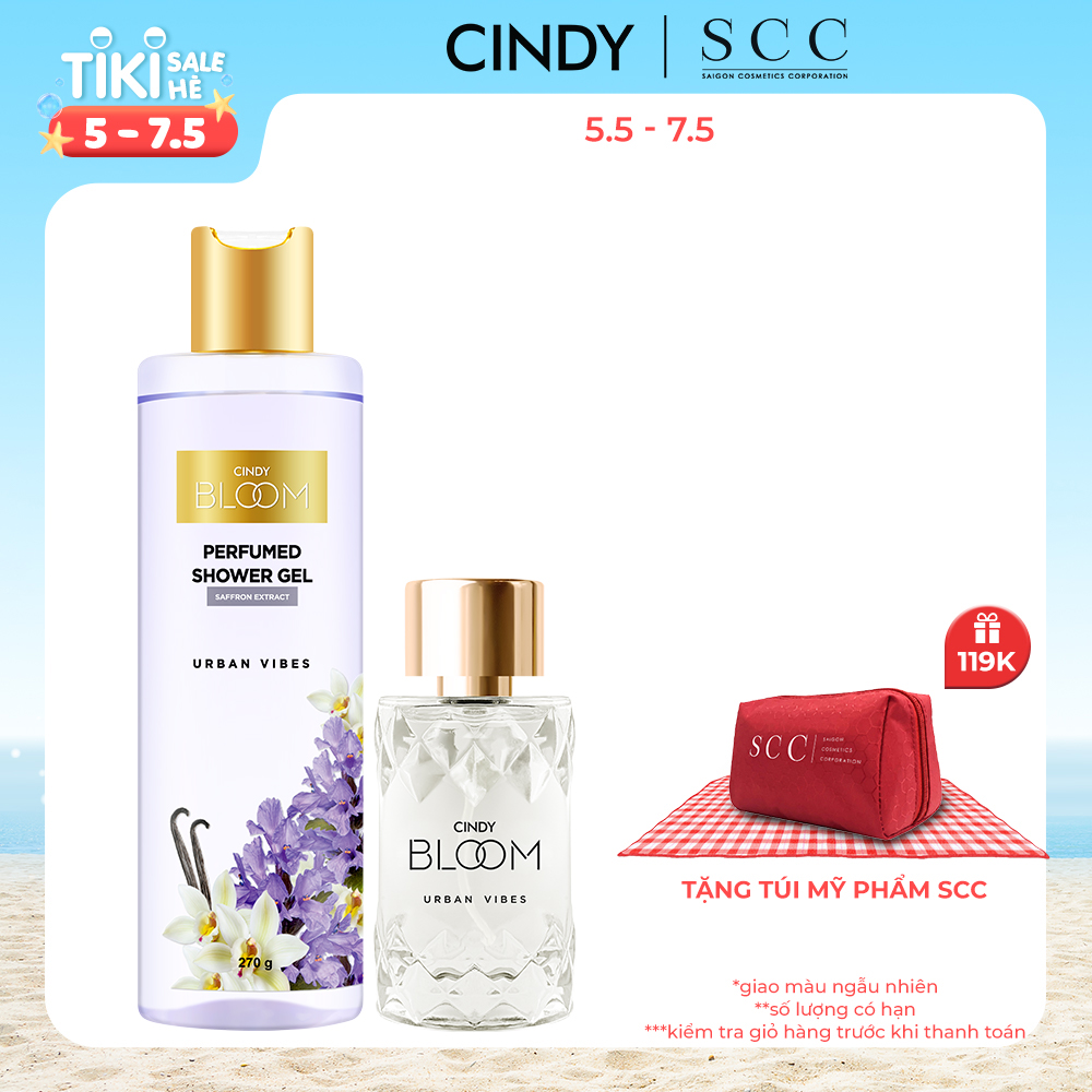 Bộ đôi sữa tắm nước hoa &amp; nước hoa nữ Cindy Bloom Urban Vibes mùi hương tự tin cuốn hút 270g + 50ml