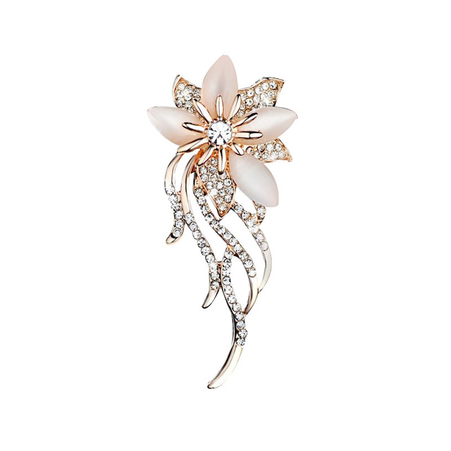 Cài áo nữ hoa 4 cánh dễ thương đính đá zircon sang trọng lấp lánh