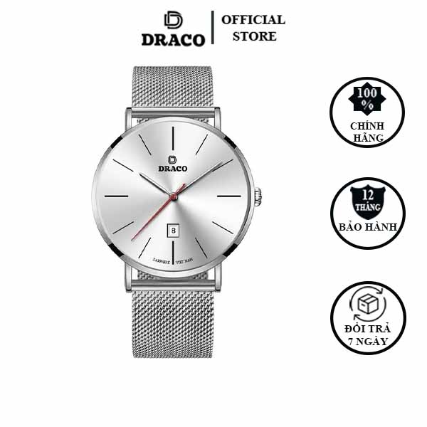 Đồng Hồ Nam DRACO D21-ST02 “Classic Boy” Trắng Lưới Bạc