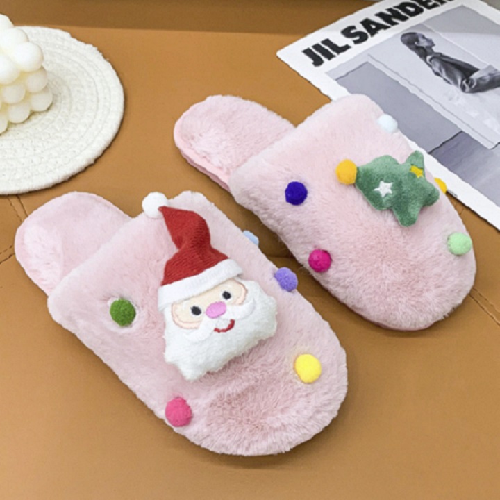 [CHẤT LƯỢNG] Dép lông đi trong nhà bít mũi Ông Già Noel cute SC006 Cỏ Boutique, dẻo mềm, êm chân, giữ ấm bàn chân