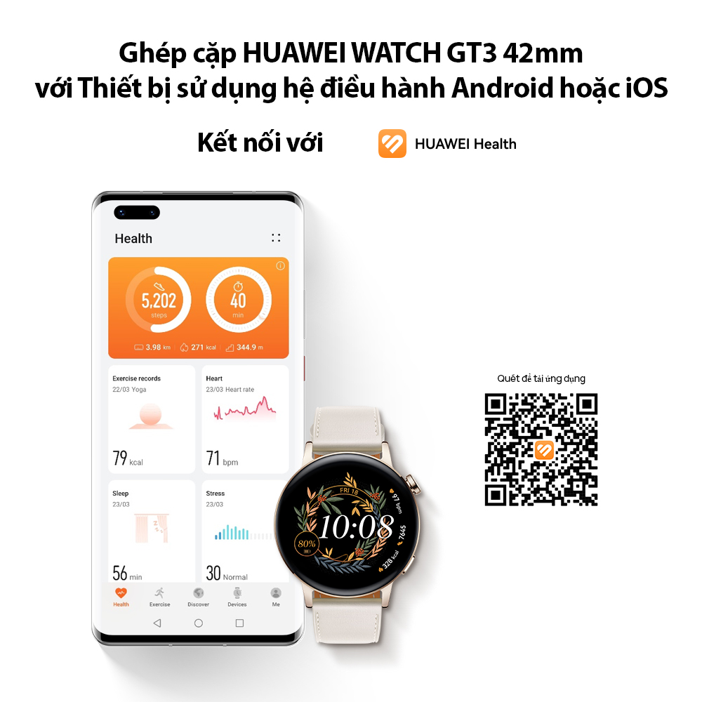 Đồng Hồ Thông Minh HUAWEI WATCH GT 3 42mm |Theo Dõi Spo2 Cả Ngày | Huấn Luyện Viên Chạy Bộ AI | Thời Lượng Sử Dụng Pin Dài | Hàng Chính Hãng