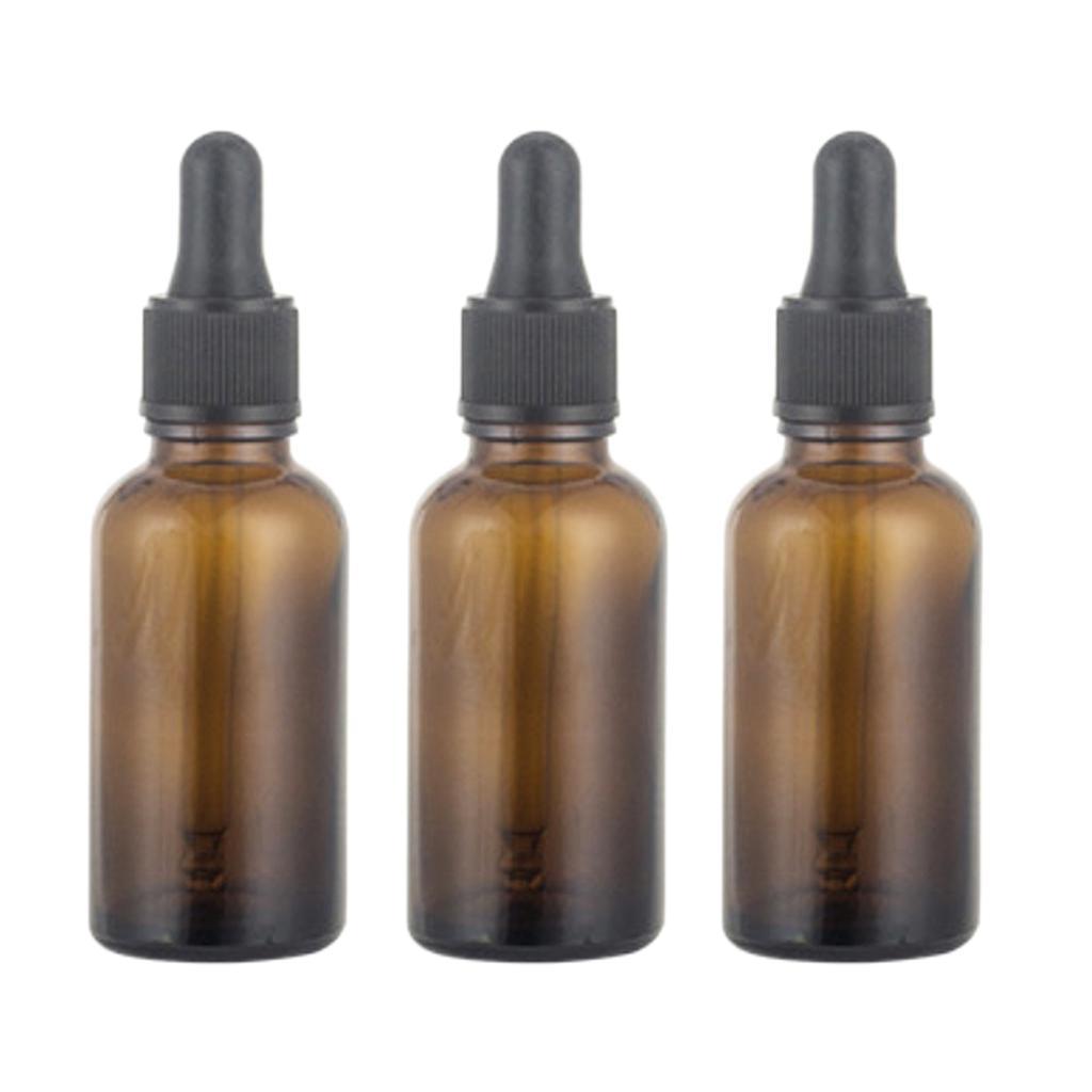3Pcs Amber Glass Bottle With Dropper, Empty Brown Cosmetex Glass Bottle,