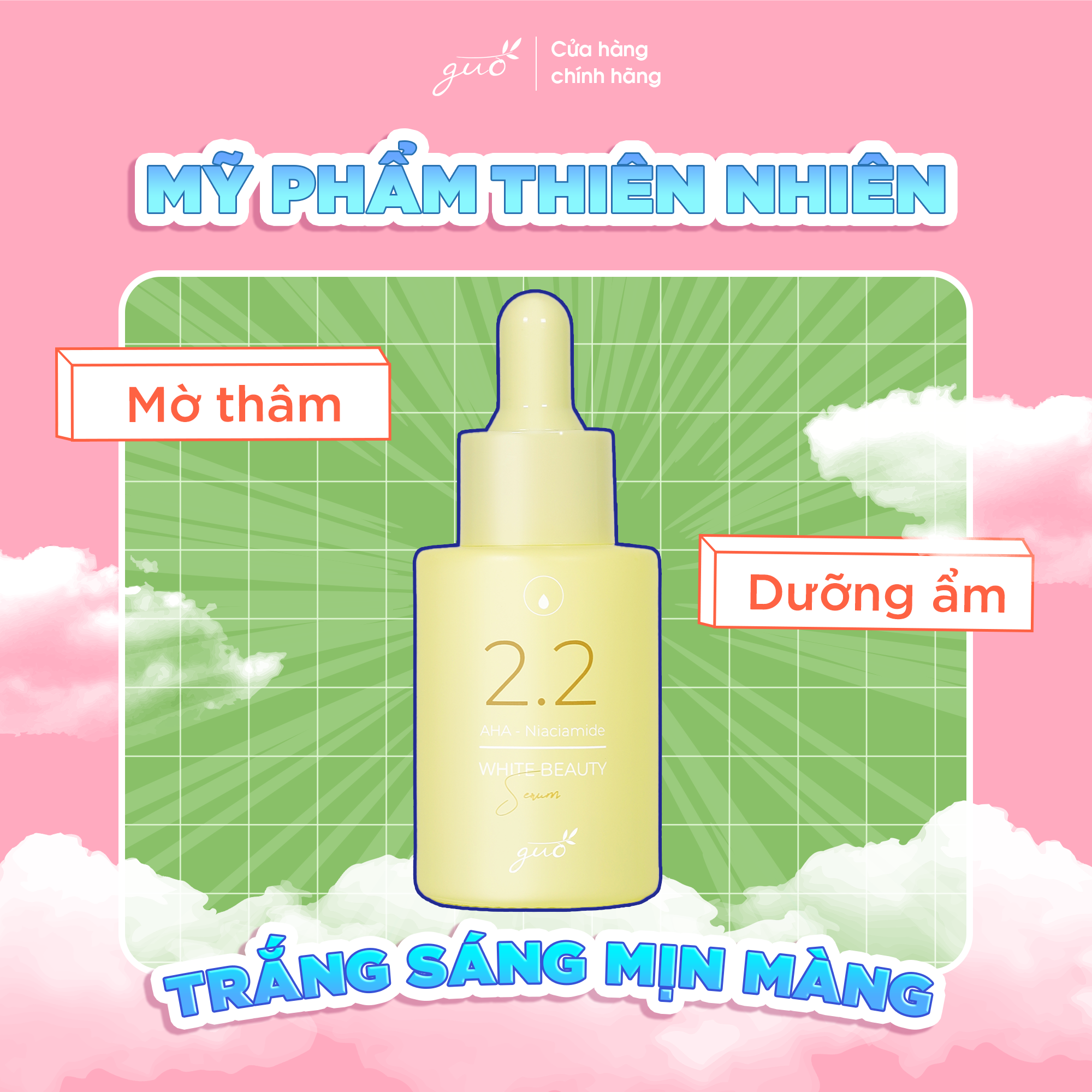 Bộ đôi 2 chai Serum Dưỡng Trắng Da Mờ Thâm Ngừa Mụn GUO 30ml