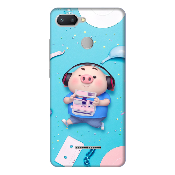 Ốp lưng điện thoại Xiaomi Redmi 6 hình Heo Con Nghe Nhạc
