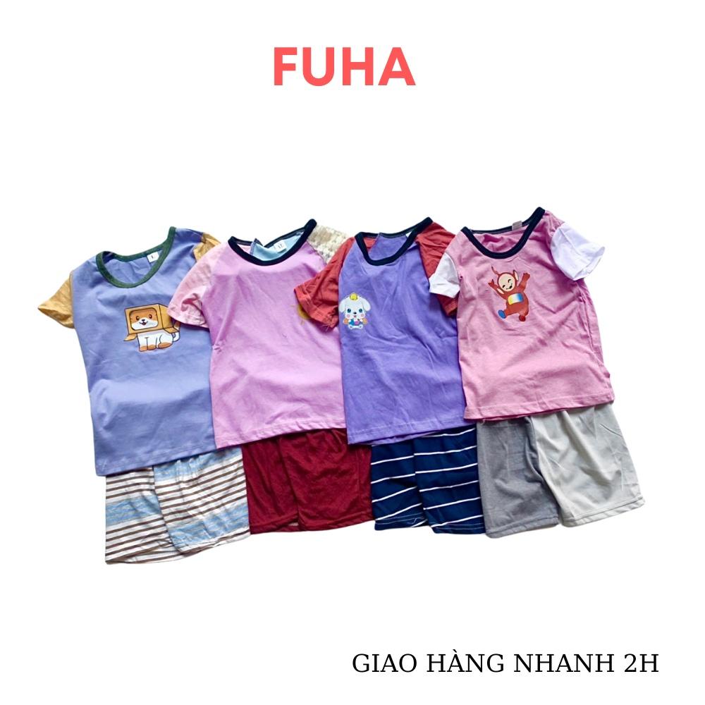 Bộ cộc tay hàng Quảng Châu cho bé FUHA, set quần áo hè chất liệu cotton bé 10kg đến 18kg