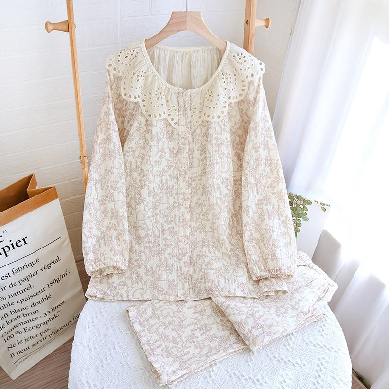 Bộ Đồ Pijama Mặc Nhà Chất Liệu Xô Muslin Hàng Cao Cấp