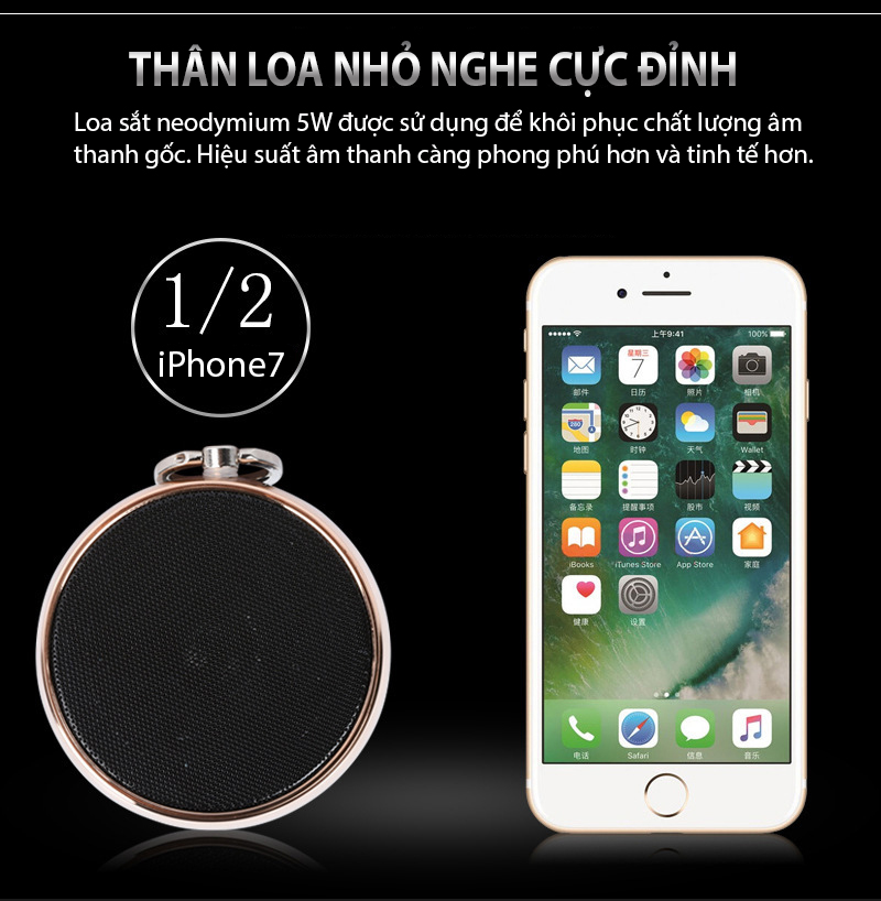 Loa Bluetooth Vỏ Thép Âm Bass mạnh mẽ, Công Suất 5W, Có Cáp Liên Kết, Cắm Được Thẻ Nhớ