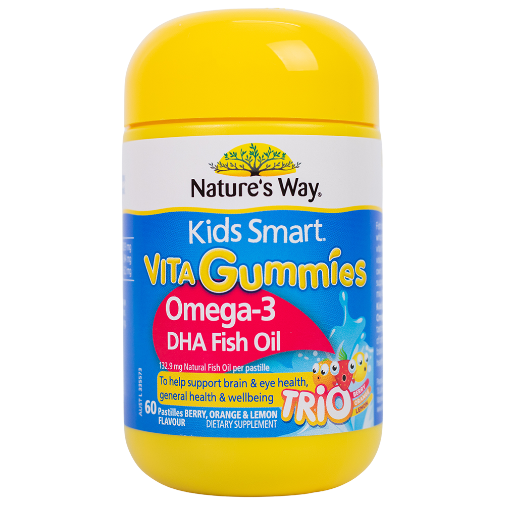 Nature's Way Kids Smart Vita Gummies Omega-3 DHA Fish Oil - Bổ sung Omega-3 (DHA, EPA) cho trẻ (60 viên/ Lọ)