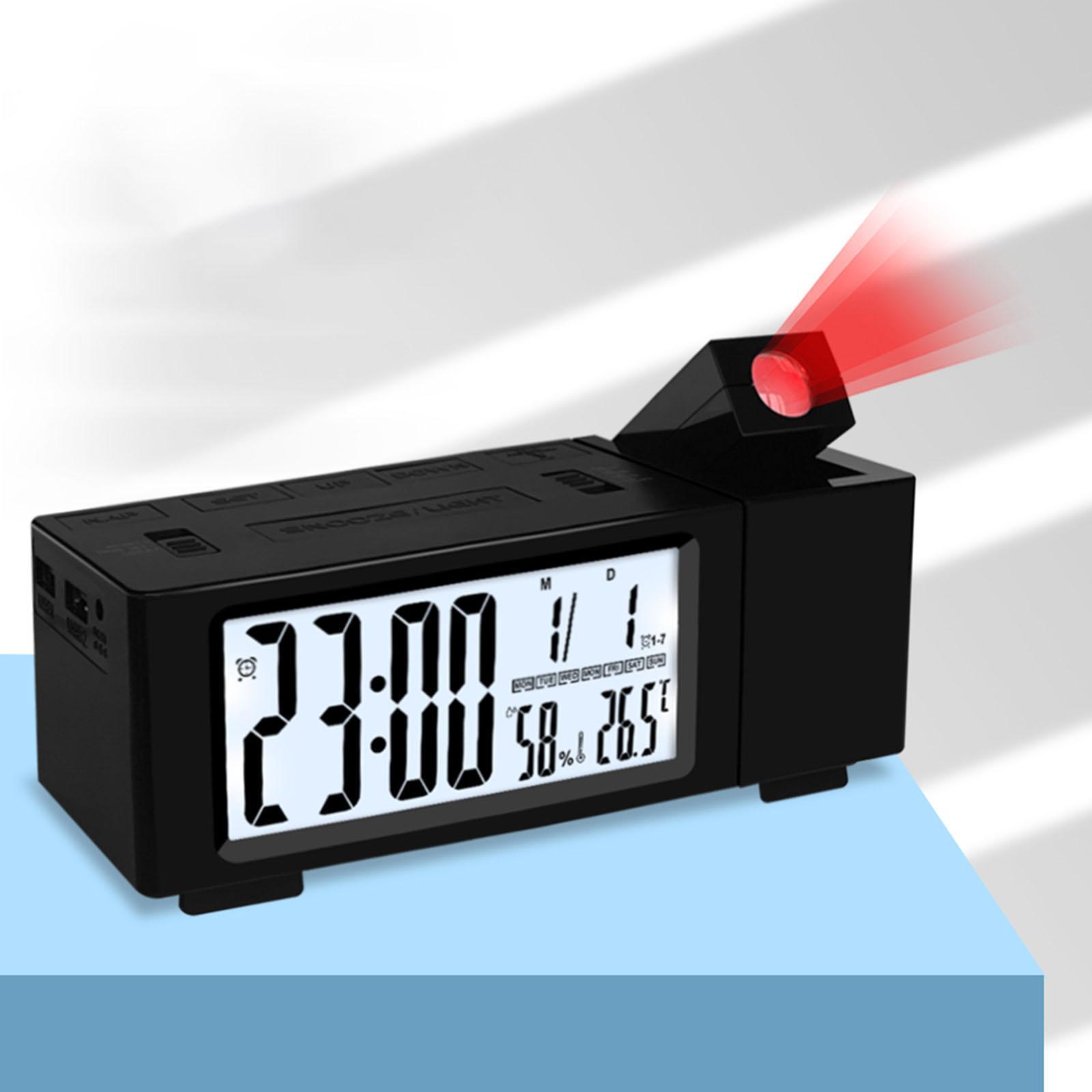 Digital Alarm Clock for Bedroom, Projection Alarm Clock, Snooze, Dimmer Large LED Display Clock for Kids Teens Adults