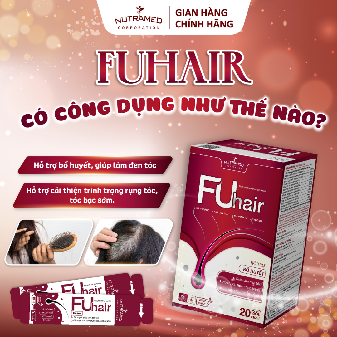 Gói uống Fuhair hỗ trợ bổ huyết, đen tóc, đẹp da cho phái đẹp (20 gói) - Nutramed