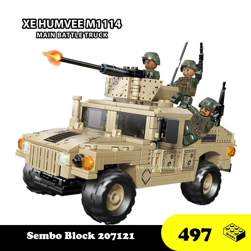 Đồ chơi Lắp ráp xe quân sự Humvee M1114, Sembo Block 207121 Amored Car, Xếp hình thông minh
