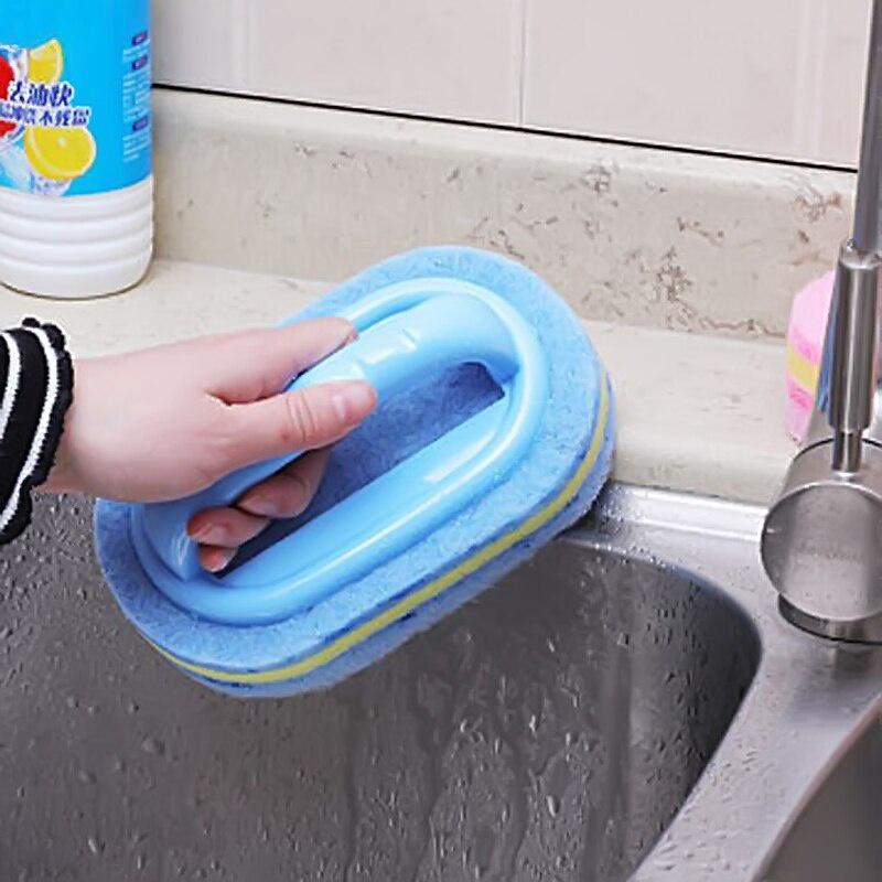 1 Pc Multi-function Bathtub Brush Ceramic Toilet Handle Sponge Cleaner Toilet Brush Glass Wall Bath Kitchen Home Cleaning Gadget