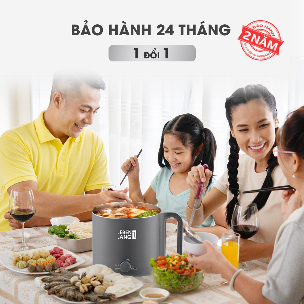 Nồi lẩu điện mini đa năng Lebenlang LBEC0808 1500ml - Hàng chính hãng