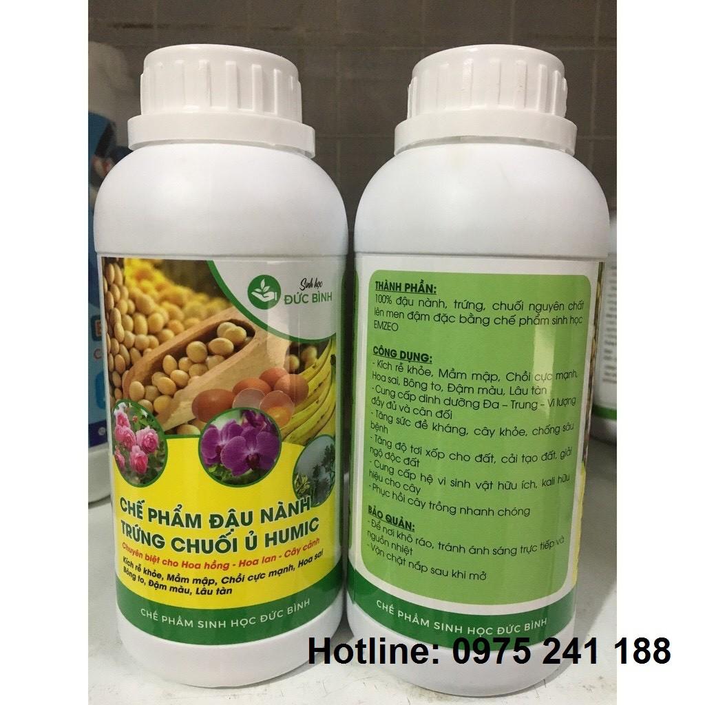 Chế phẩm đậu nành trứng chuối ủ Humic 500ml, kích rễ khỏe, bật mầm nhanh, bông to, đậm màu, quả thơm