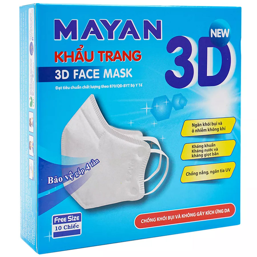 Bộ 3 Hộp Khẩu trang Mayan 3D Người lớn (Hộp 10 chiếc)