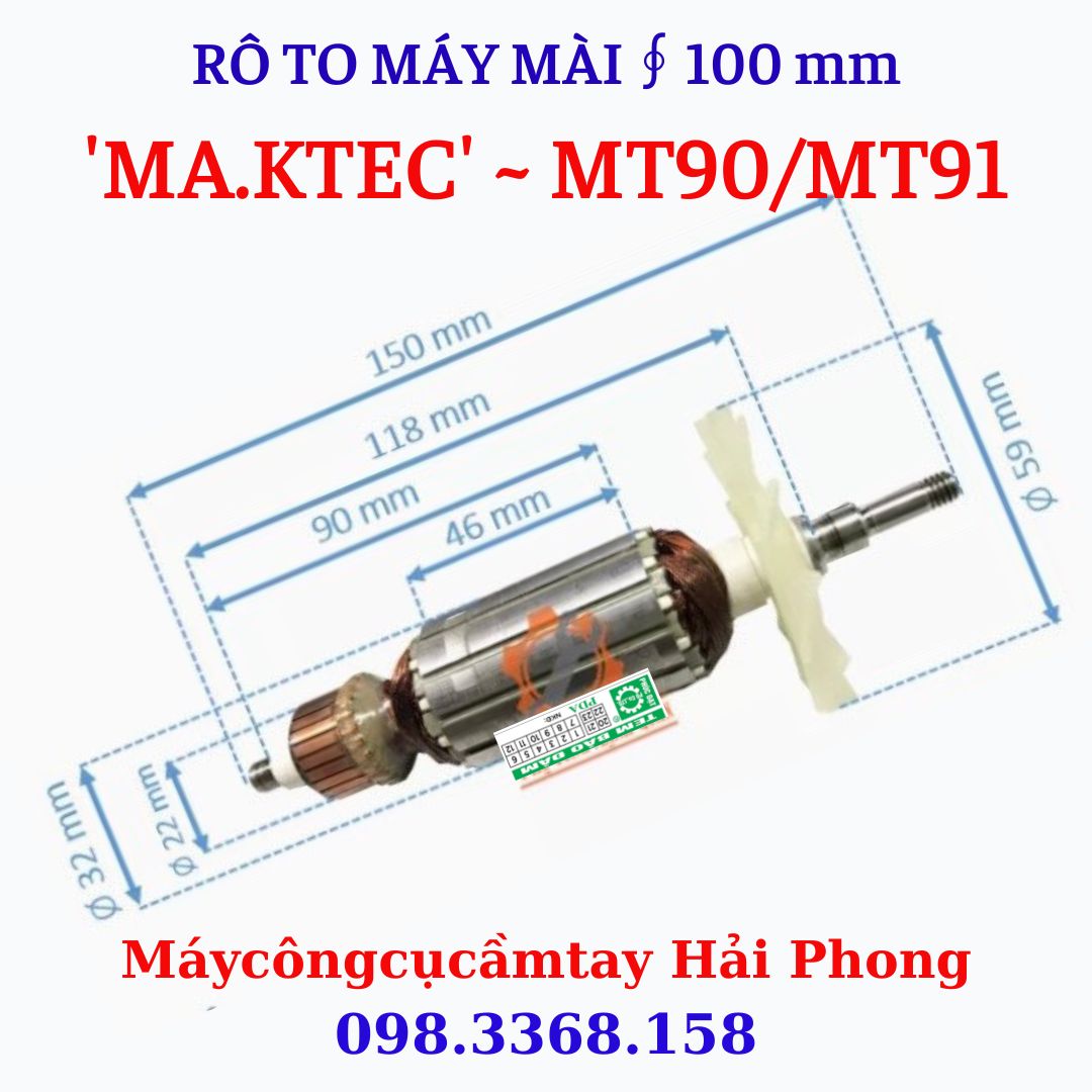 Rô to máy mài góc Mod. 'MT90' / 'MT91' dùng cho 'MAK.TEC' F100 mm ( 220V - 540W )