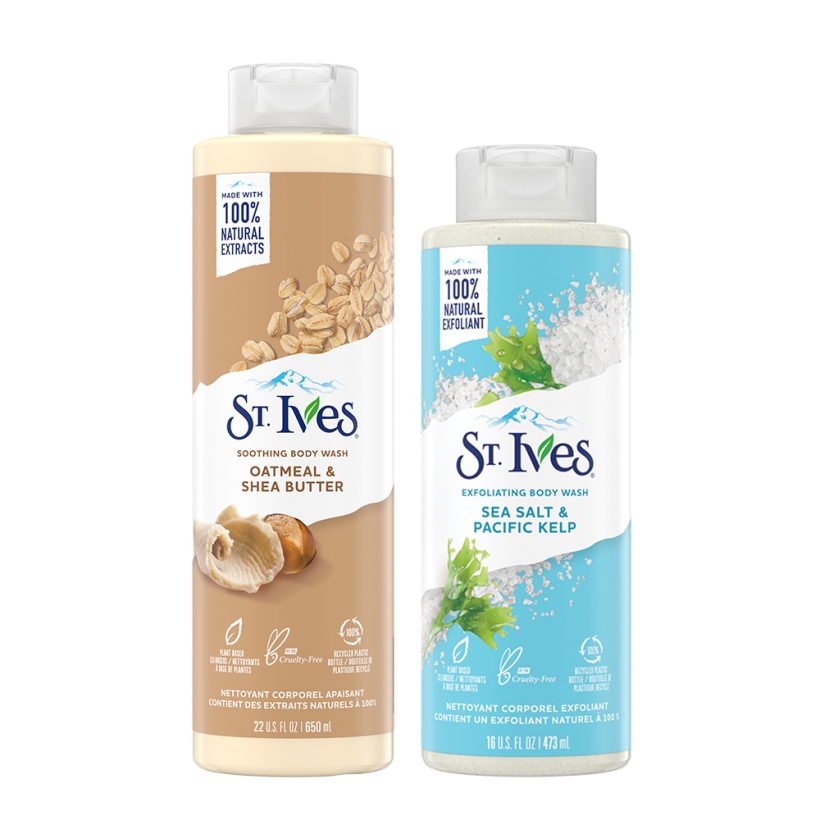 Combo Sữa tắm St.ives Yến mạch và bơ 650ml và Sữa tắm St.ives Muối biển 473ml