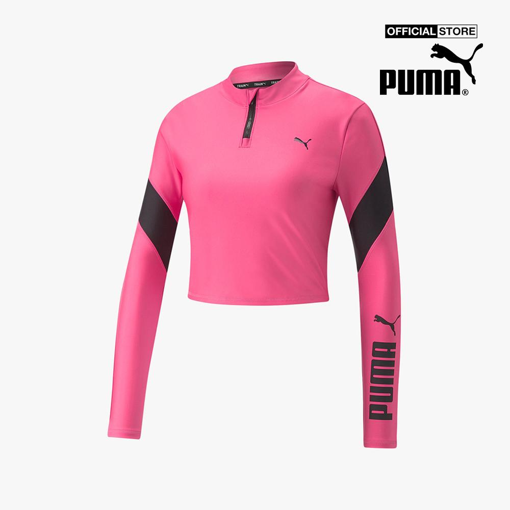 PUMA - Áo croptop nữ cổ trụ tay dài Fit EVERSCULPT Quarter Zip 522176