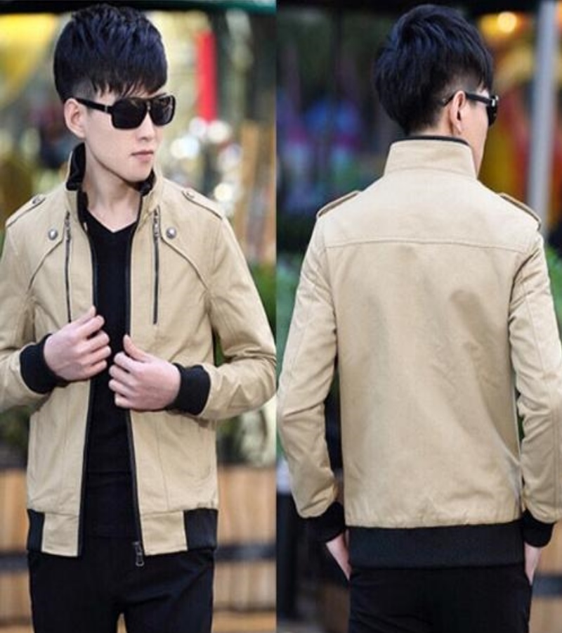Áo Khoác Kaki Nam Hai Lớp Phối Dây Kéo Cao Cấp AK06