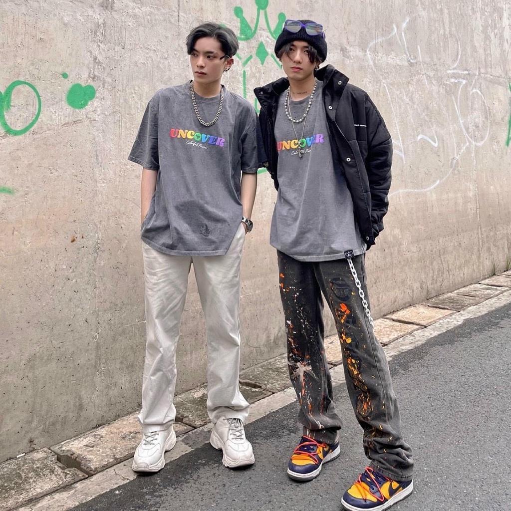 Áo Thun Nam Nữ Local Brand Uncover Wash Xám Tay Lỡ Oversize Unisex Full Mạc