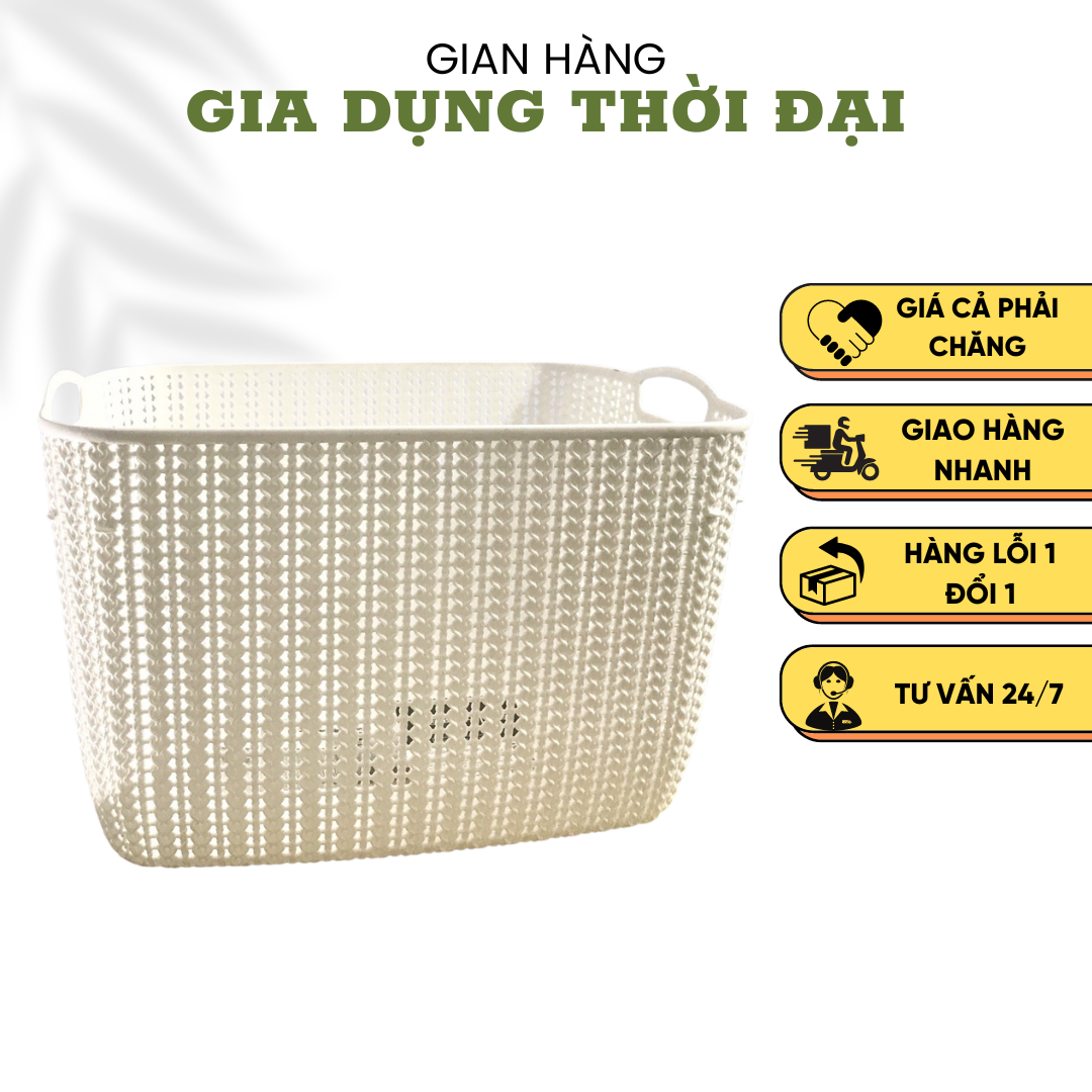 Giỏ Nhựa Đựng Đồ Knit Số 8 Hàn Quốc KT: 43x30x27 Cm