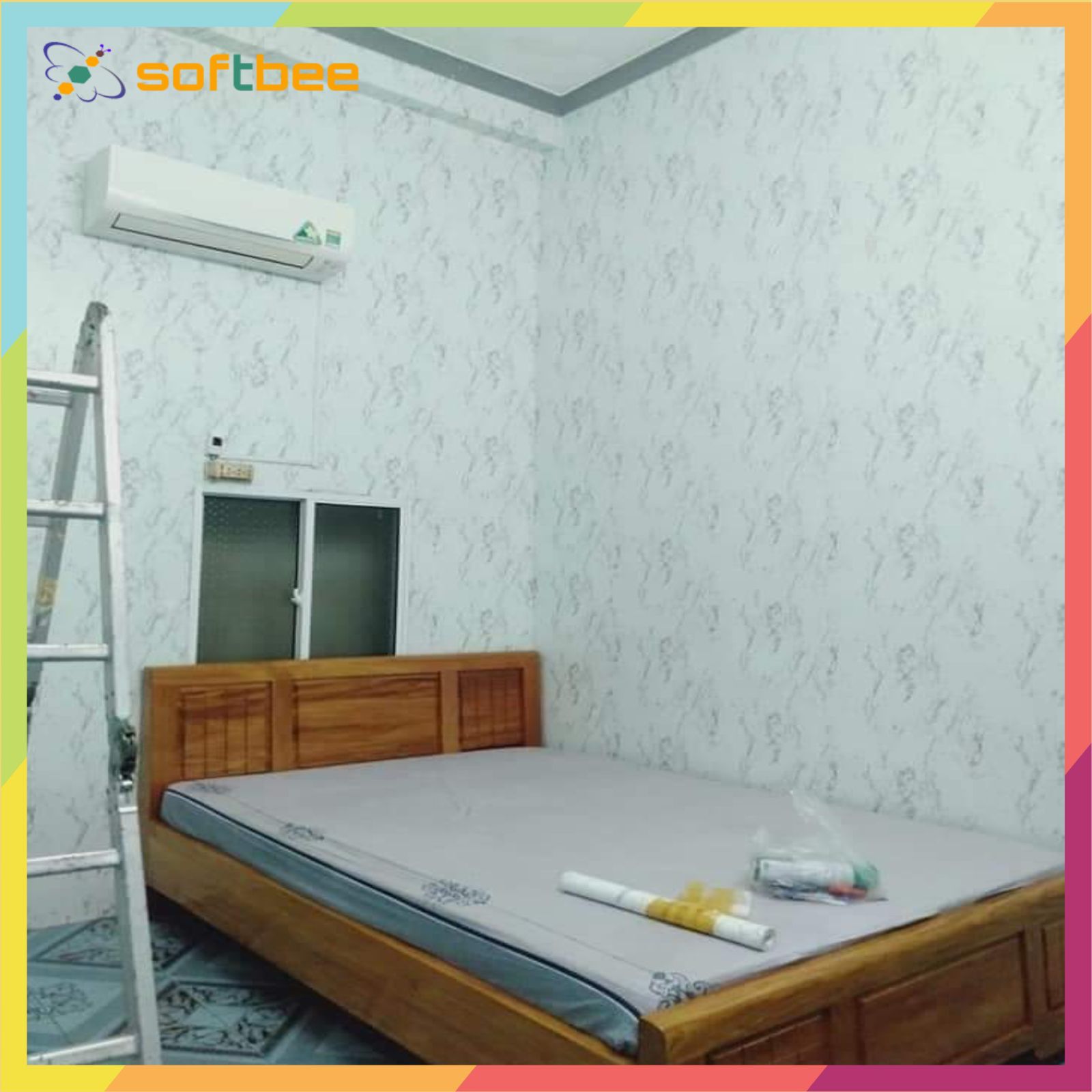 Decal dán tường giả đá, có keo mặt sau, không thấm nước, kích thước 0.45m x 10m / cuộn, ngoài dán tường còn dán bàn, dán tủ dán trang trí
