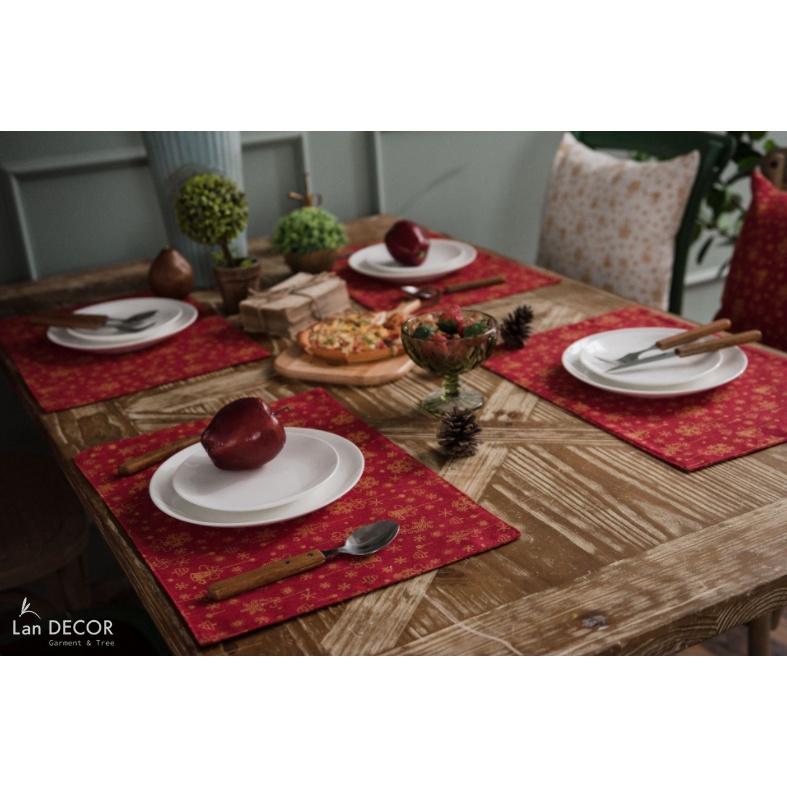 Khăn lót bàn ăn noel đẹp Landecor - TBA552-đỏ
