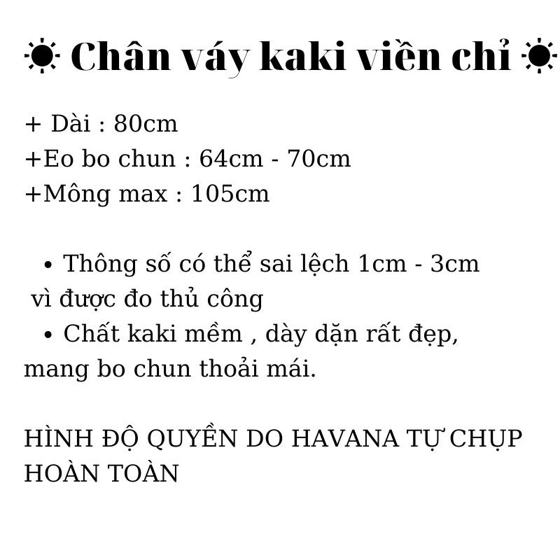 Chân váy kaki đen, kem viền chỉ nổi