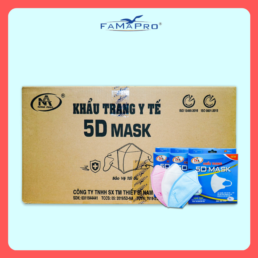 HỘP – FAMAPRO 5D MASK – Khẩu trang y tế kháng khuẩn 3 lớp Famapro 5D Mask 10 cái hộp – THÙNG – XANH HỘP – FAMAPRO 5D MASK – Khẩu trang y tế kháng khuẩn 3 lớp Famapro 5D Mask 10 cái hộp – THÙNG – XANH