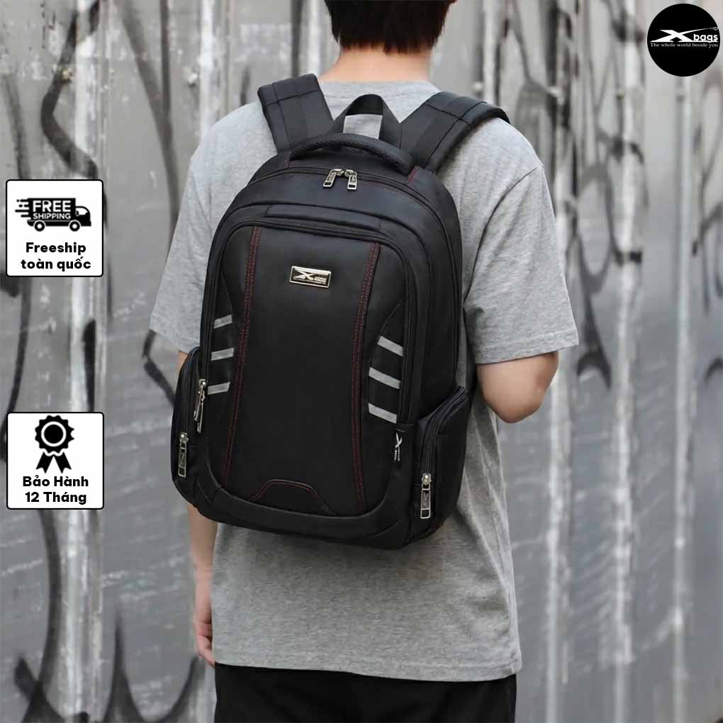 Balo Nam Cao Cấp Xbags DarkEagle XB 2008 – Balo laptop chống thấm, form cứng nam tính, màu đen phối đỏ