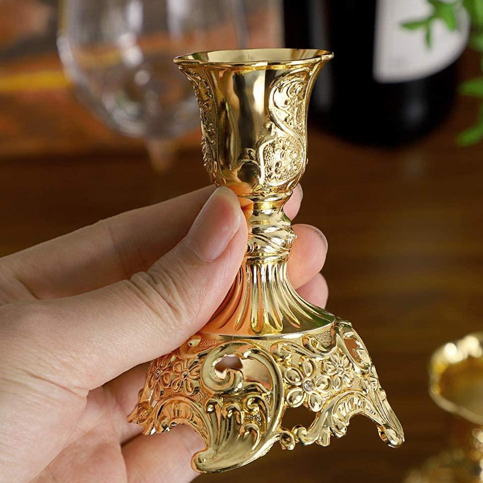 Metal Flowers Candlestick Holders Home Dinner Candle Holder Gold 3x3x4inch