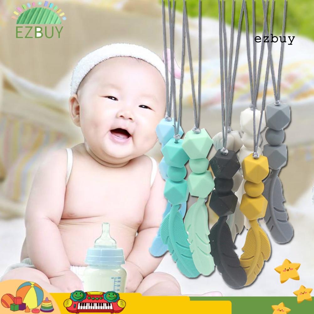 Đồ chơi gặm nướu hình lông vũ bằng silicone cho bé